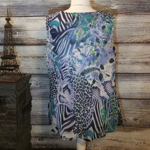 Laura Scott Tops - Laura Scott Sheer Floral Sleeveless Blouse Laura Scott Tops - Laura Scott Sheer Floral Sleeveless Blouse